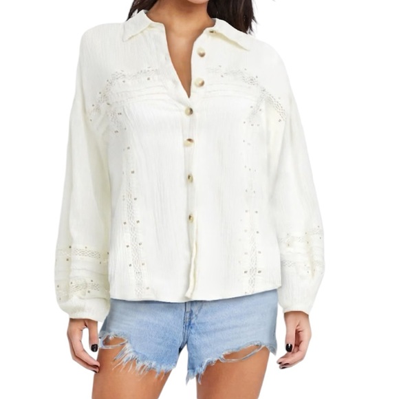 Free People Summer Stars Button Down Top - Size M - Picture 1 of 6